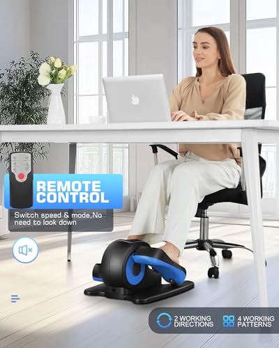 Under Desk Elliptical, Electric Leg Exerciser for Seniors Adults, Quiet Portable Seated Foot Pedal with Remote Control G7774