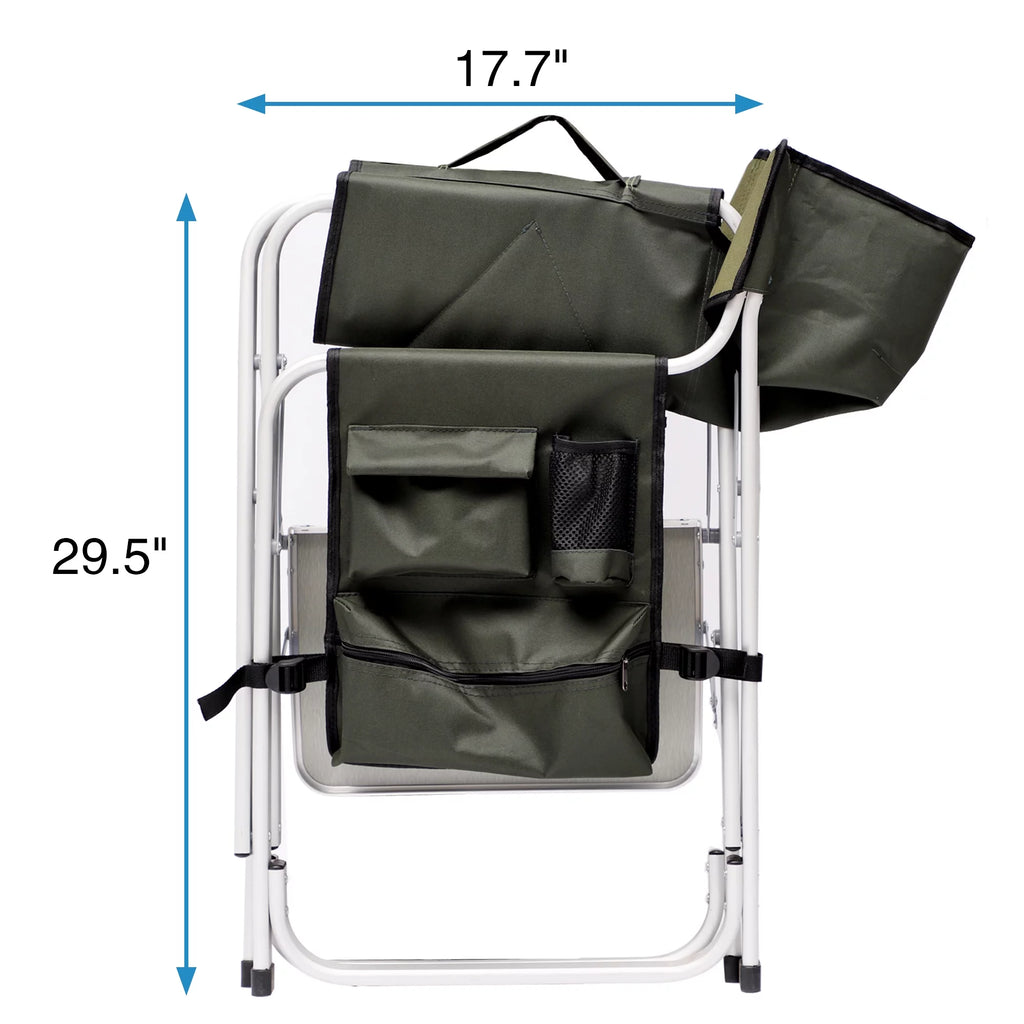 Padded Folding Outdoor Chair with Side Table and Storage Pockets Z2306