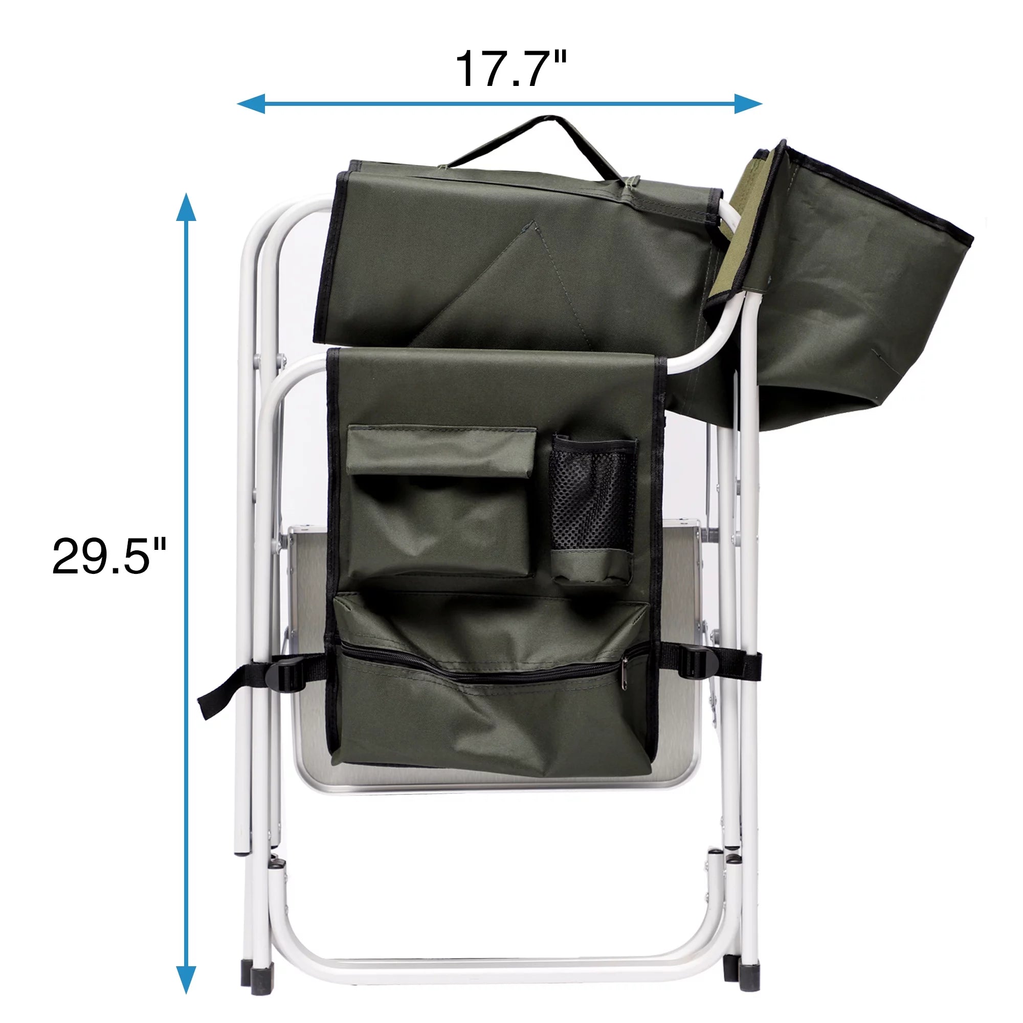 Padded Folding Outdoor Chair with Side Table and Storage Pockets Z2306