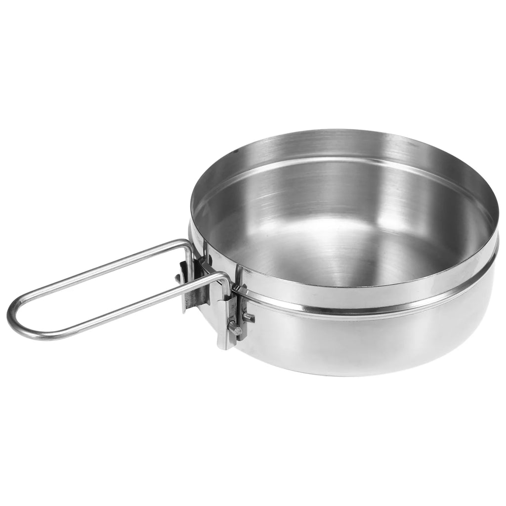 Stainless Steel Cooking Kettle Portable Camping Pot with Foldable Handle M4902