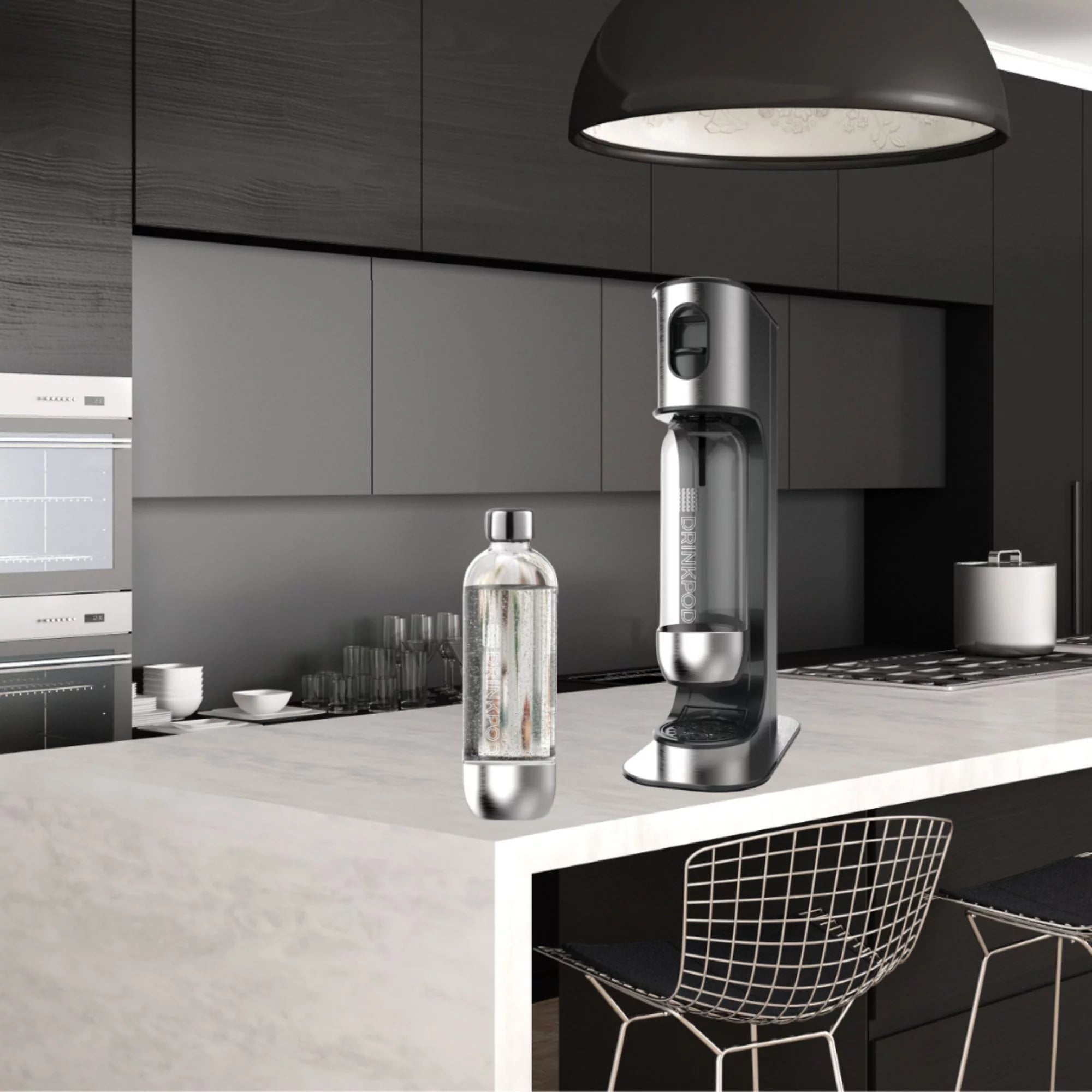 Stainless Steel Sparkling Water Machine with CO2 Cylinder and 3 Bottles K4743