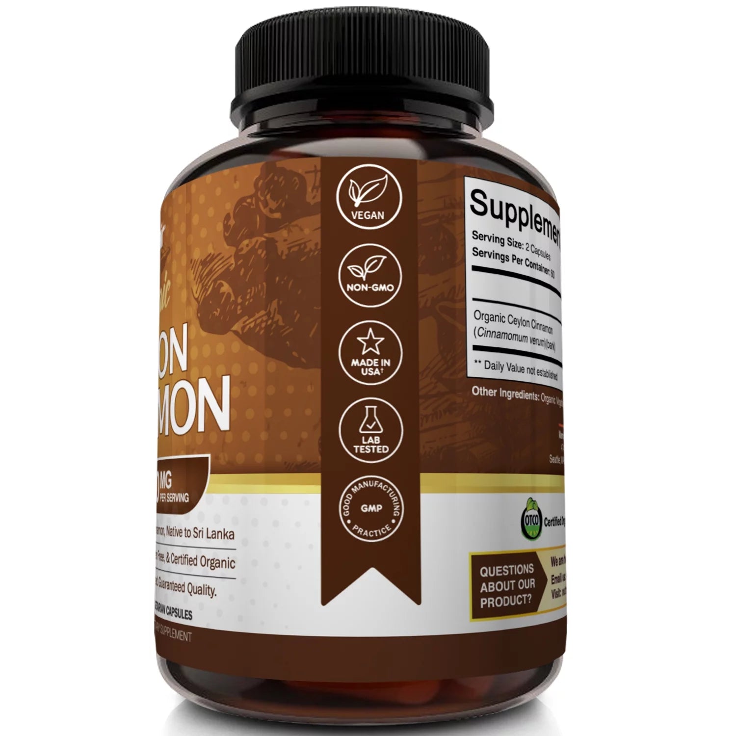 Organic Ceylon Cinnamon 1200mg Capsules X37494