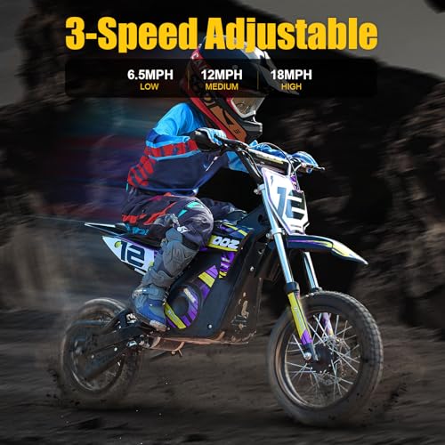 Electric Dirt Bike for Kids, 3 Speed Modes, 18 MPH, 15 Miles Range, Dual Suspension, Disc Brake, 16" Tire, Orange H40536