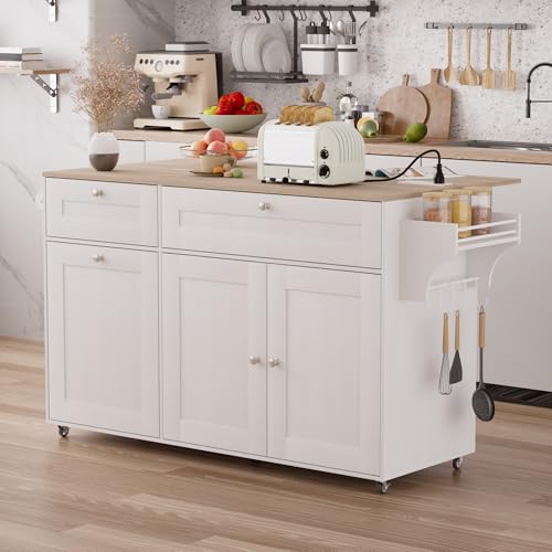 Kitchen Island on Wheels with Storage and Drop Leaf M62362