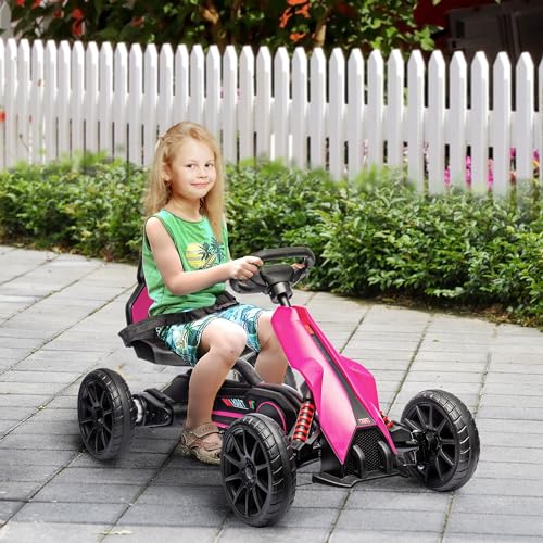 12V Electric Go Kart for Kids, Outdoor Ride-On Toy with Adjustable Speed A571780