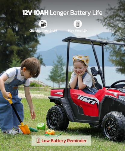 24V Ride on Car 2 Seater with Sun Shade, Dump Bed & Shovel, 4WD Electric Truck for Kids F44284