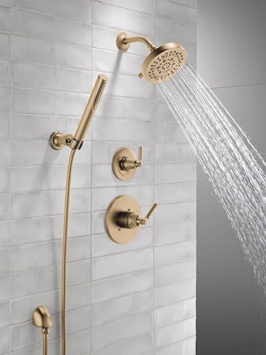 3-Setting Gold Shower System with Shower Head, Handheld and Valve Kit F223954