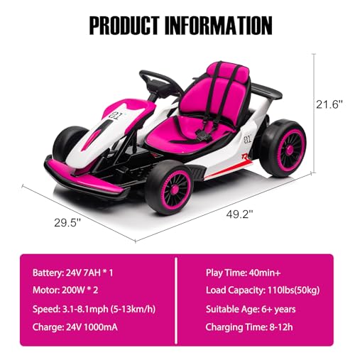 Electric Drift Kart for Kids, 24V, 2x200W Motor, Ages 6+ C51228