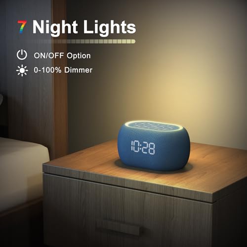 White Noise Sound Machine Alarm Clock with Bluetooth Speaker Q9962