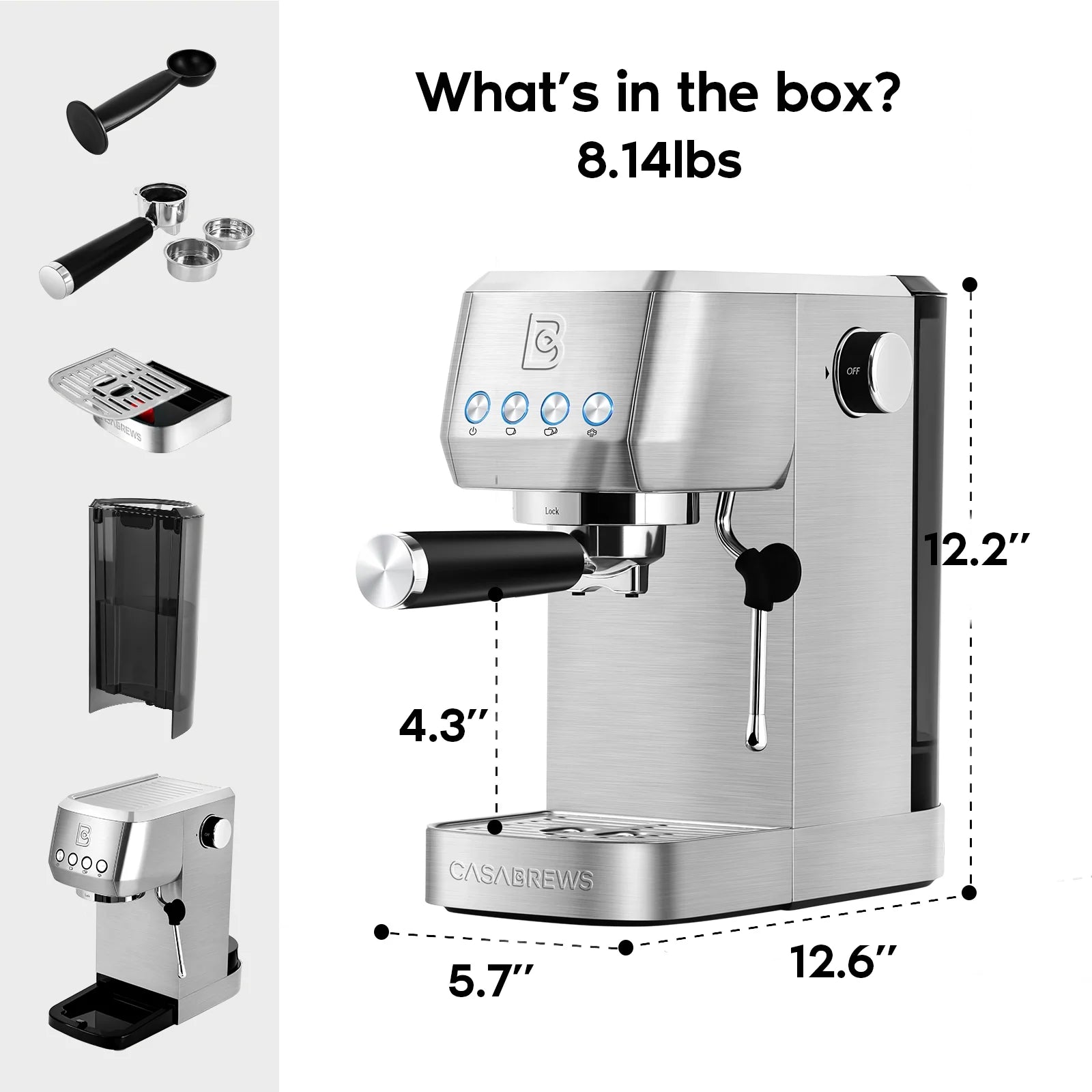 Espresso Machine with Milk Frother, 49 oz Water Tank N4690