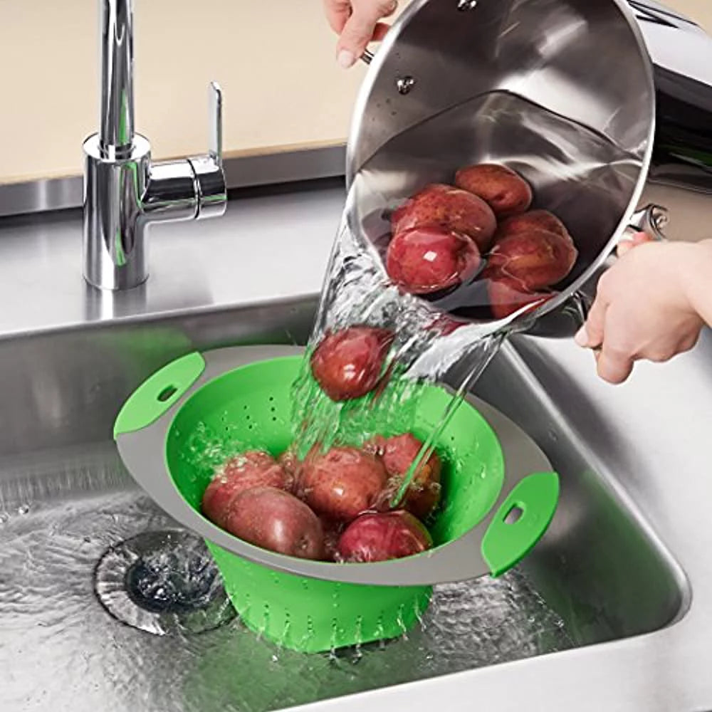 Silicone Collapsible Colander, 3.5 Quart, Green A140447