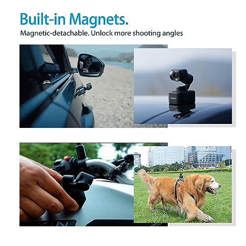 Camera with 3-Axis Gimbal, Magnetic Mount for Travel Vlog N5096