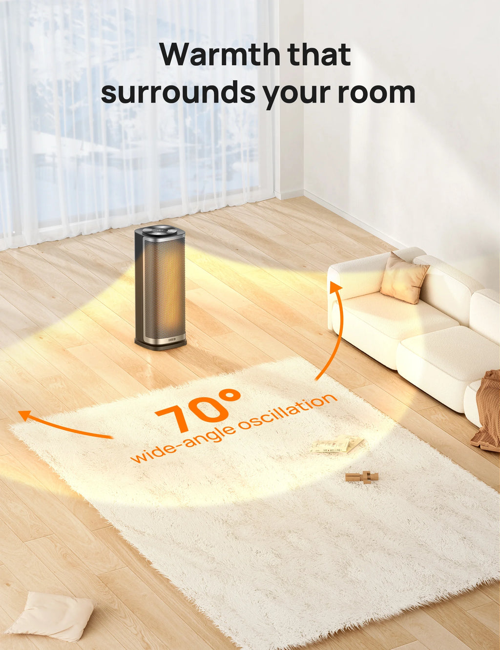 1500W Ceramic Space Heater for Indoor Use, Oscillating with Thermostat and Remote G16449