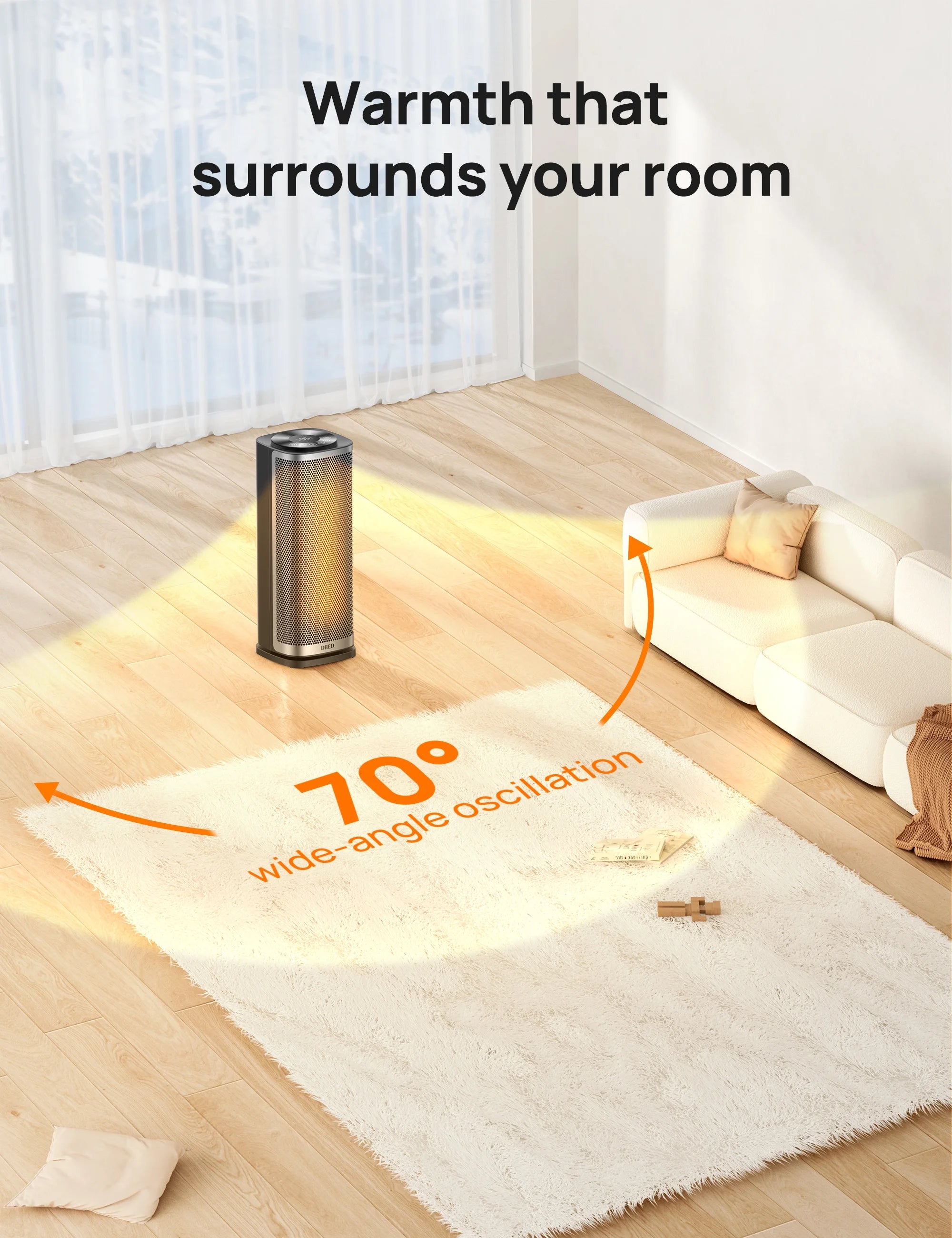 1500W Ceramic Space Heater for Indoor Use, Oscillating with Thermostat and Remote G16449