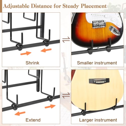 Guitar Rack, 3-Piece Floor Stand with Amp Support, Adjustable Holder for Multiple Instruments X487178