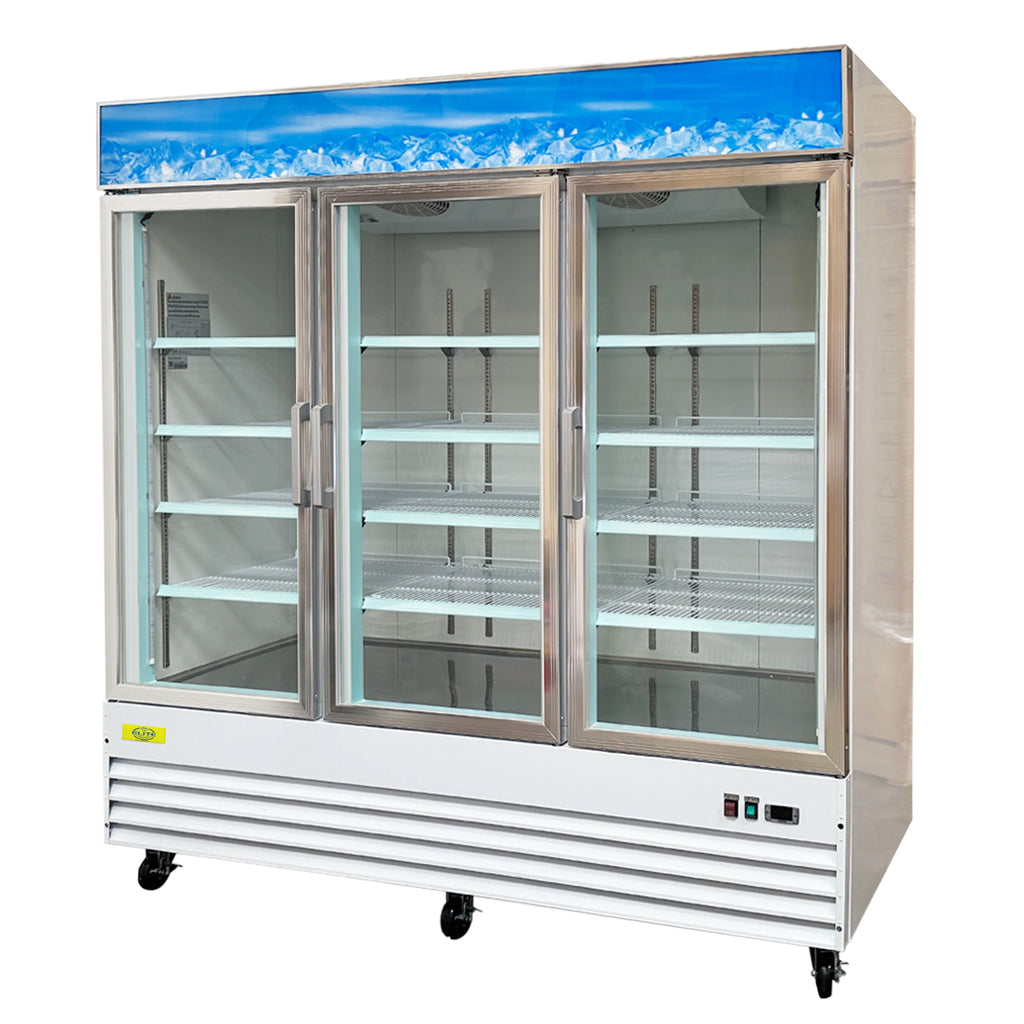 Three Glass Door Merchandiser Cooler, Commercial Refrigerator, 53 Cu. ft. A8714