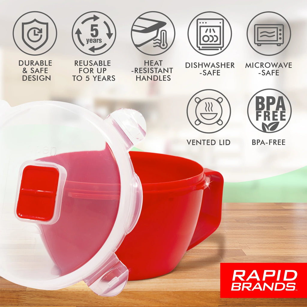 Noodle & Soup Bowl, Microwaveable, BPA-Free, Red Z101418