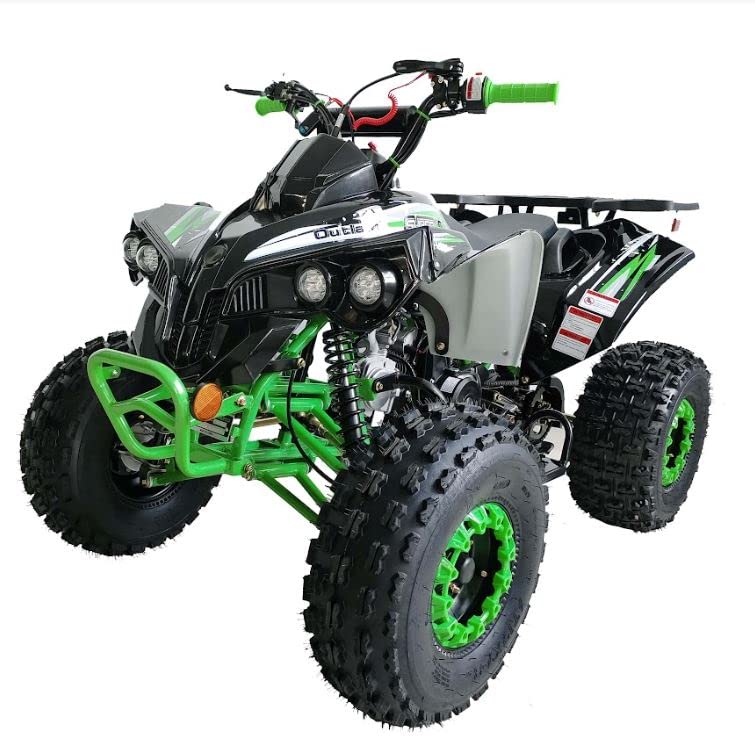 125cc ATV Quad with Reverse, Double Headlights, 19/18 Inch Tires, Green B155511