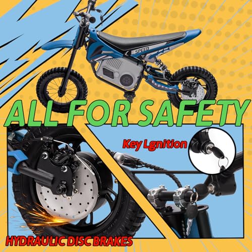 Electric Dirt Bike for Kids 8-14, 16MPH Off-Road Motorcycle with Twist Grip Throttle B563