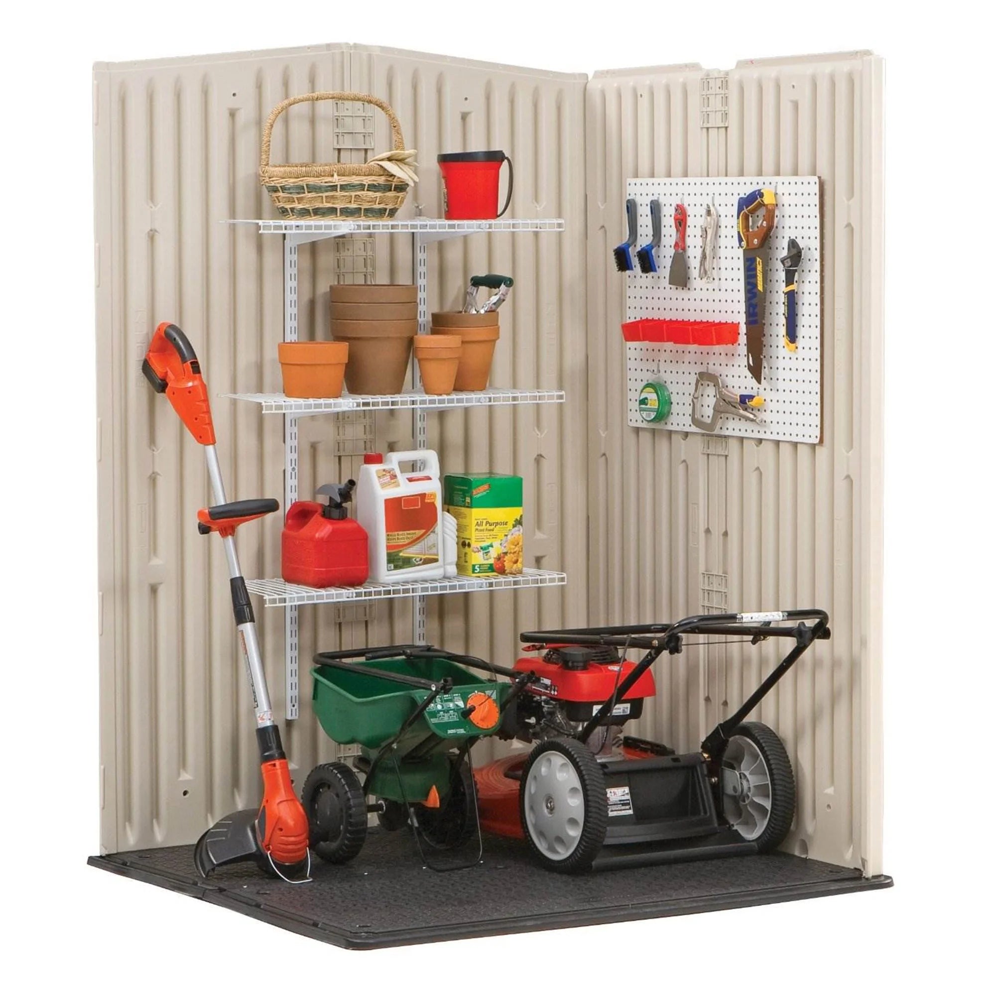 Outdoor Medium Vertical Storage Shed, Resin, Beige X30456