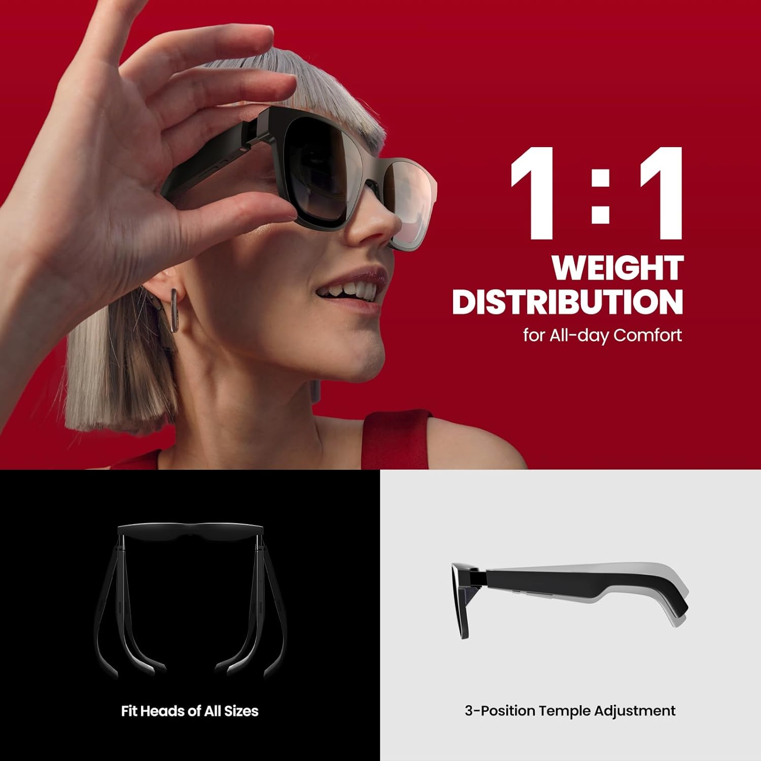 AR Glasses with Adapter Bundle, 3-Level Electrochromic Dimming, 120Hz W637851