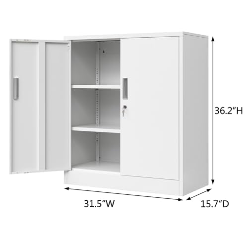 Locking Metal Storage Cabinet with Shelves and Doors L888