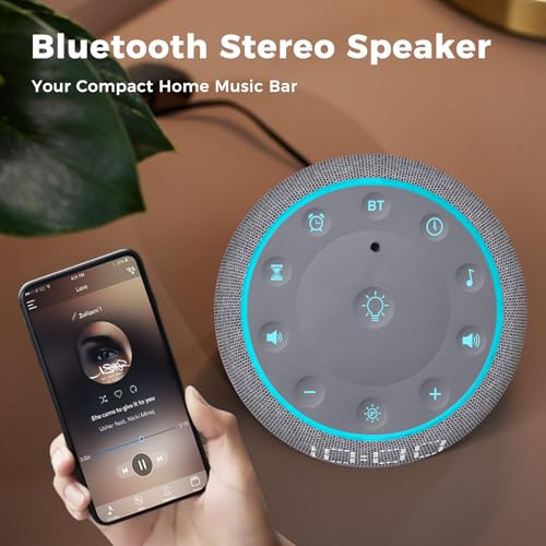 White Noise Machine Alarm Clock with Bluetooth Speaker and Night Light E3084