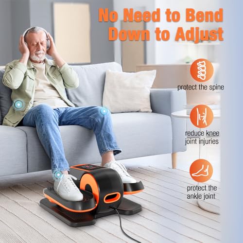 Under Desk Elliptical Machine with Remote, 15 Speeds, Portable Leg Exerciser for Home Office M6572