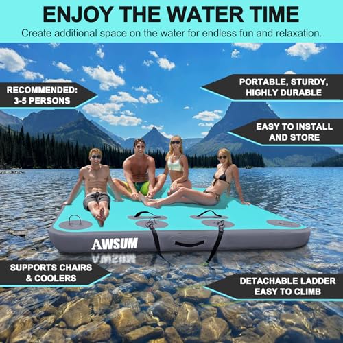 Inflatable Floating Dock Platform for Pool Beach Ocean Y75577