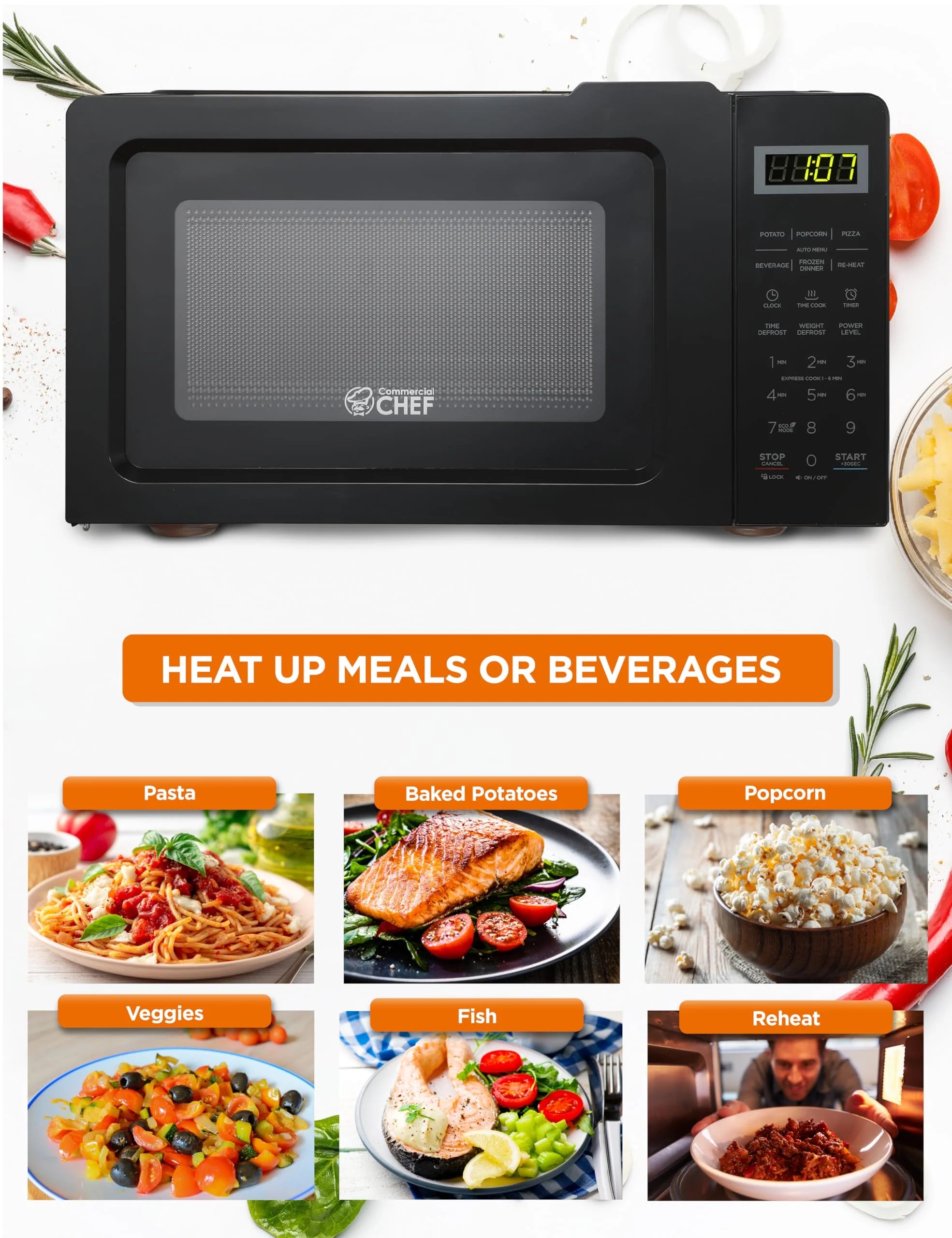 0.7 cu ft Microwave Oven, 700 Watt, Stainless Steel V416765
