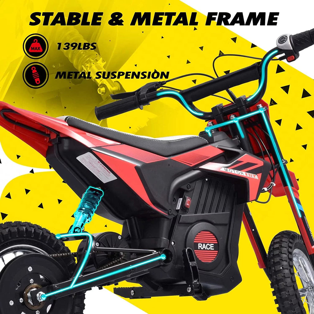 Kids Electric Dirt Bike 250W Off-Road for Ages 13+ J57893