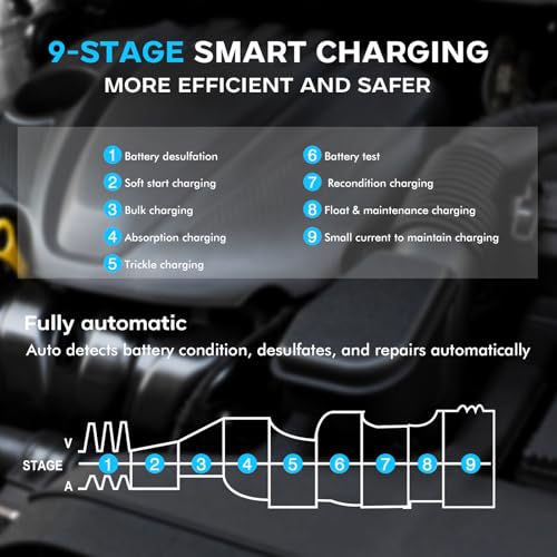 12V 24V 10-Stage Smart Battery Charger and Maintainer B154