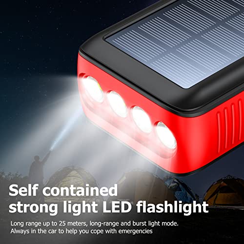 Solar Charger Power Bank 63200mAh, Portable with Dual Outputs and Flashlight J4532