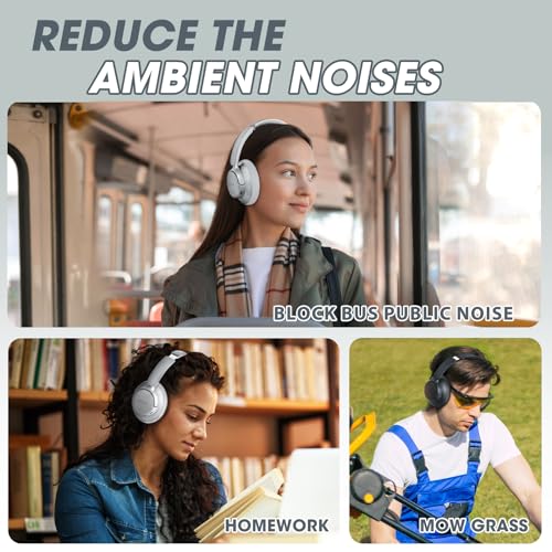 Hybrid Active Noise Cancelling Headphones with Transparent Mode, 70H Playtime, Wireless Bluetooth with Mic, Deep Bass, 3.5mm Cable, Soft Earpads, Fast Charging - Black M65774