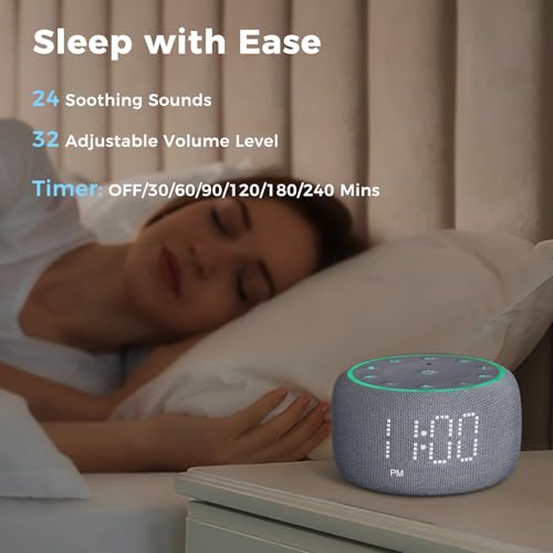 White Noise Machine Alarm Clock with Bluetooth Speaker and Night Light E3084