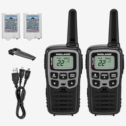 Spotting and Recovery Walkie-Talkie Long Range FRS Two Way Radio for Kids Caravanning with NOAA Weather Alert, 38 Privacy Codes, Black Orange 2 Pack L626895