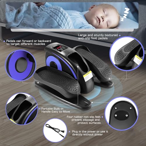 Under Desk Elliptical, Electric Leg Exerciser for Seniors Adults, Quiet Portable Seated Foot Pedal with Remote Control G7774