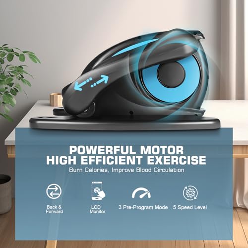 Under Desk Elliptical, Electric Leg Exerciser for Seniors Adults, Quiet Portable Seated Foot Pedal with Remote Control G7774