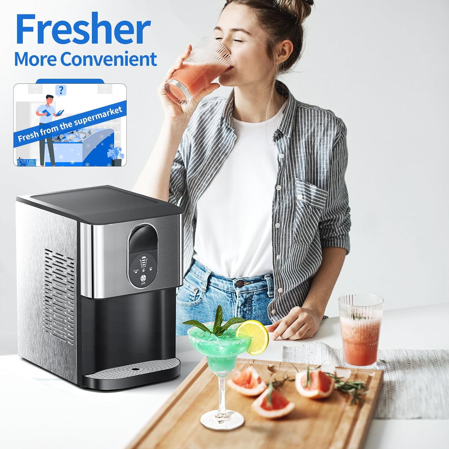 Countertop Nugget Ice Maker with Self-Cleaning J874