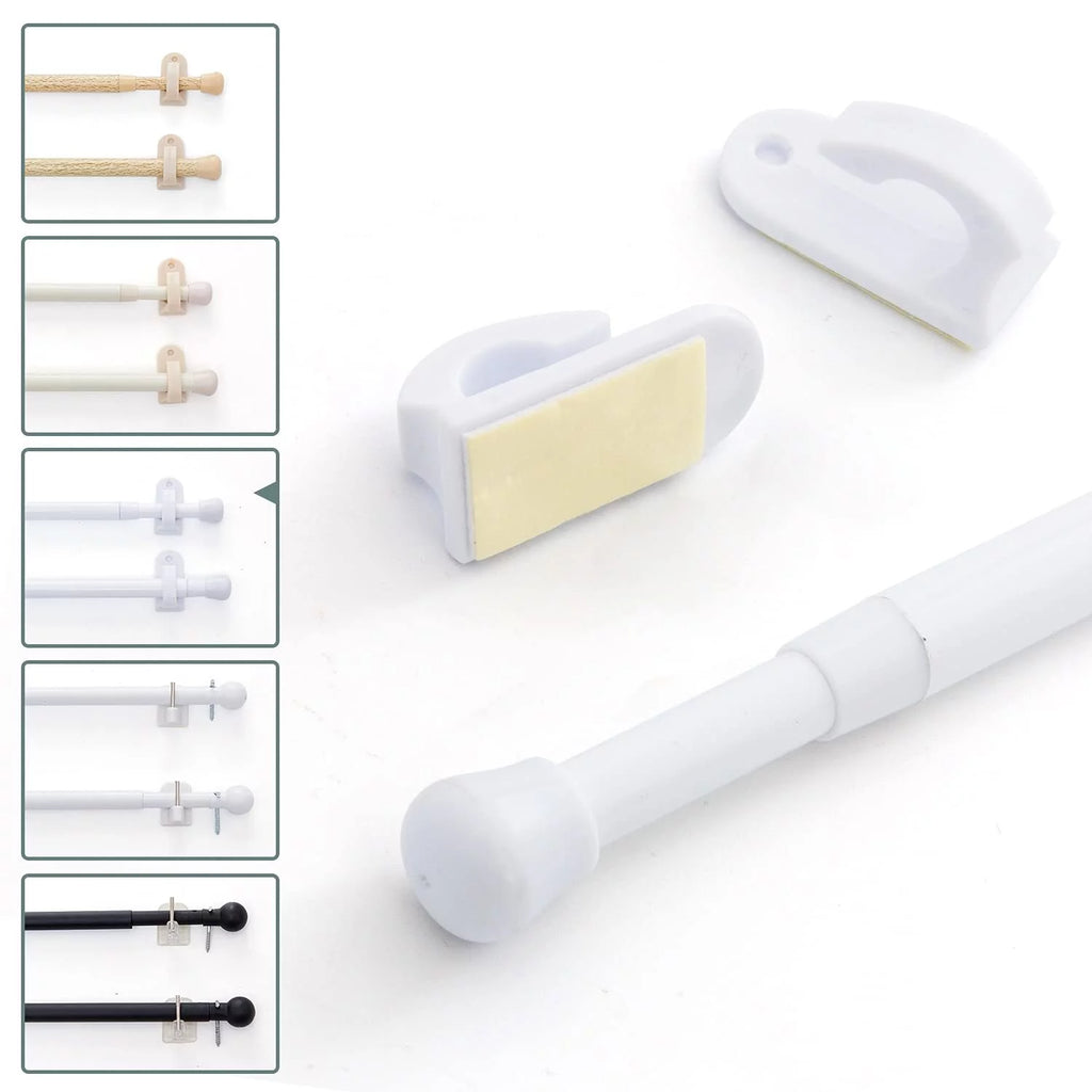 Door Curtain Rods No Drill Telescoping Adjustable White 26-48 Inches M257476