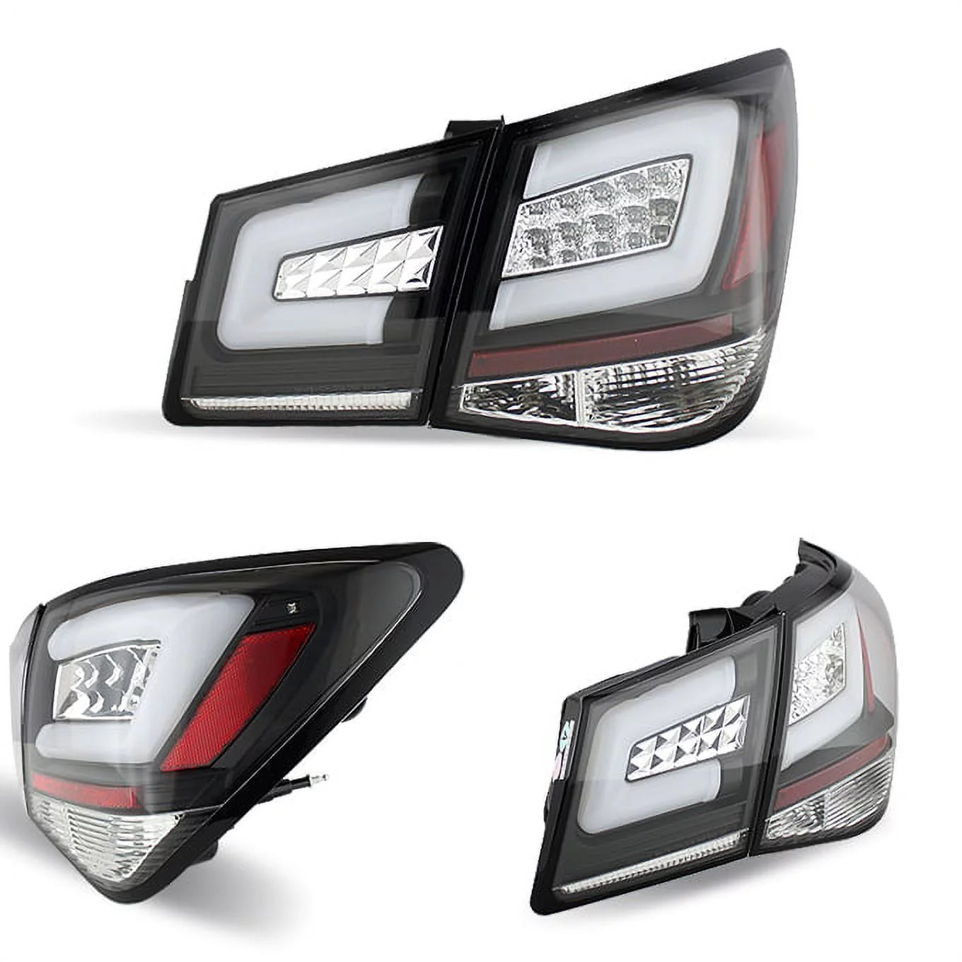 For 10-15 Chevy Cruze 16 Limited J300 Black Bezel LED Tail Lights 4pcs Set D39222