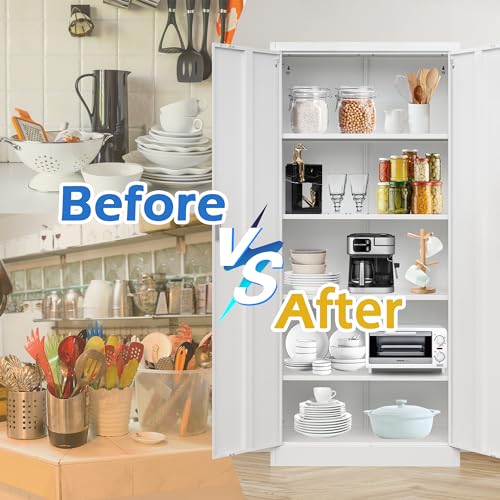 Metal Storage Cabinet with Adjustable Shelves, White W537131