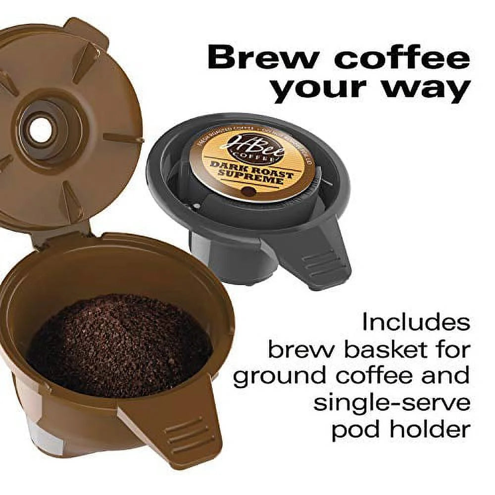 Single-Serve Coffee Maker for Pods or Ground Coffee, Red T20565