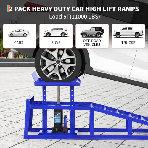 Hydraulic Car and Truck Service Ramps, 11023 Lbs Capacity, Portable Lifts for Oil Changes D8064