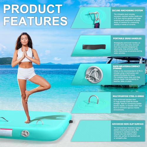 Inflatable Floating Dock Platform for Pool Beach Ocean Y75577
