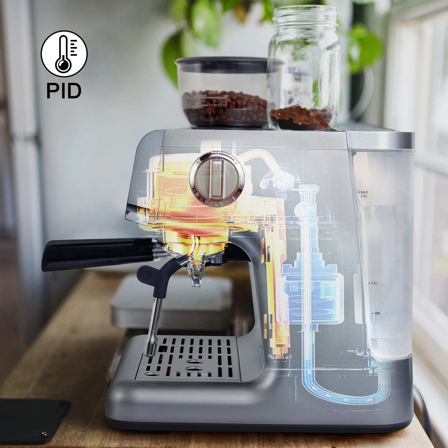 Semi-Automatic Espresso Machine - Silver - 2 Litre Water Tank K743951