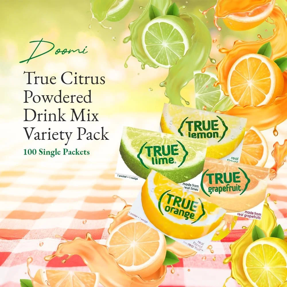 Powdered Drink Mix Variety Pack, Zero Calorie Unsweetened Water Enhancer, 100 Pack I655987