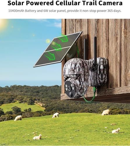 Cellular Trail Camera 4G LTE with Solar Panel, Motion Activated, 2K Night Vision E2472