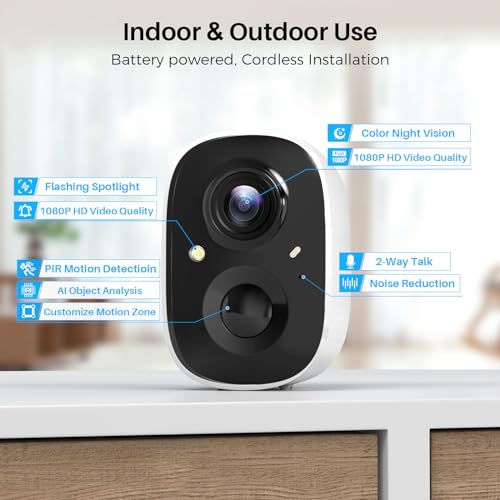 Wireless Outdoor Security Cameras with AI Motion Detection and 2K Color Night Vision F45074