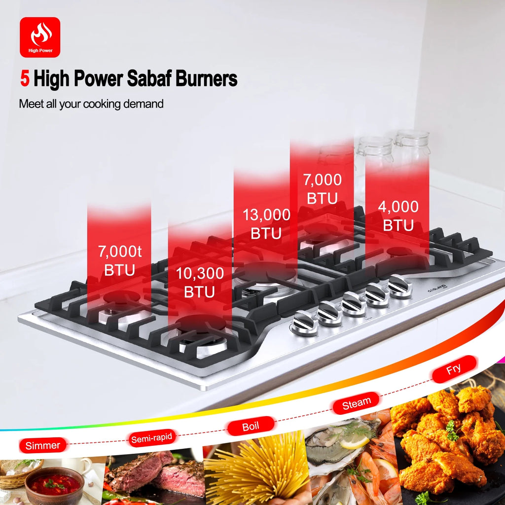 36 in. Convertible Gas Cooktop with 5 Burners D9661
